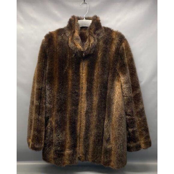 Gallery Jackets & Blazers - Gallery Faux Fur Coat Jacket Brown Faux Mink Look – Women’s Med 42w Lux Soft